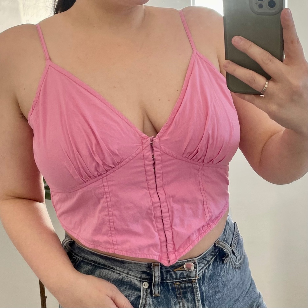 UO Kendall Poplin Bustier Corset V Sexy Chic Glam Girly Trendy Romantic Top